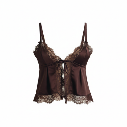 Top Pyjama Satiné Chocolat