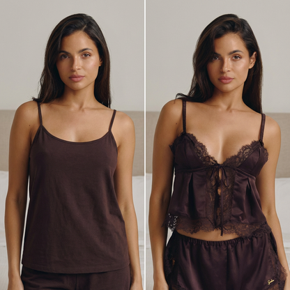 Top Pyjama Satiné Chocolat